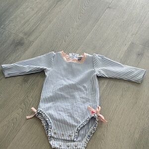 Ruffle Butts Blue and Pink Striped One Piece